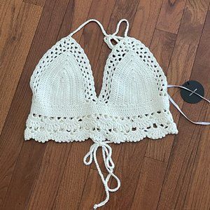 New Lulus Crochet Halter Top Bralette Crop Top Size M/L